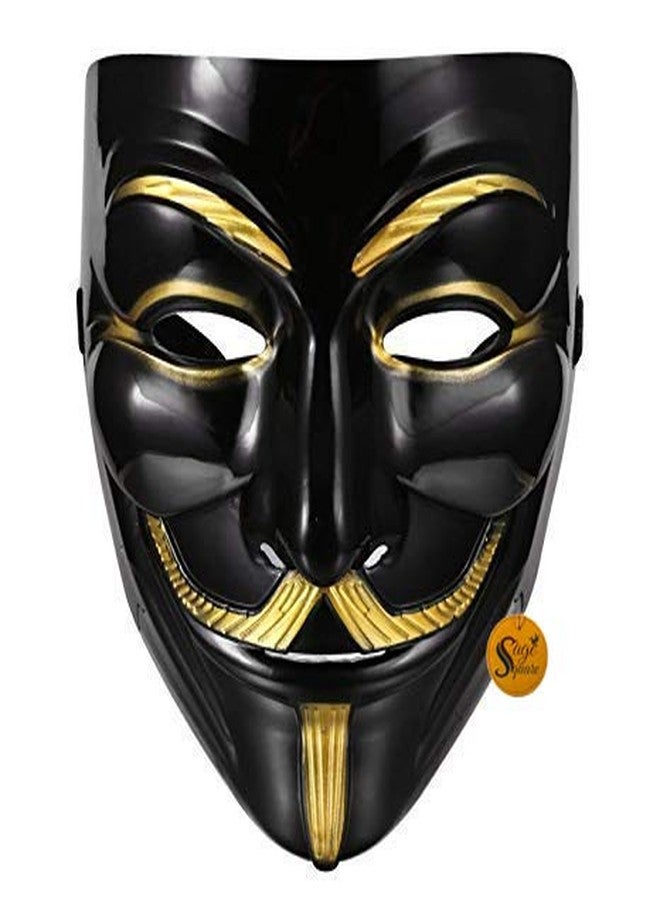 Sage Square Vendetta Comic FACE MASK Fawkes Mask Anonymous VIP Edition Face-Mask Perfect Fit Cosplay Protest V for Vendetta DC Comics (Black) - Image 1
